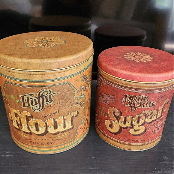 Vintage 1970s Ballonoff Canister Set Flour Sugar Nesting Tins Made In US - Picture 1 of 9